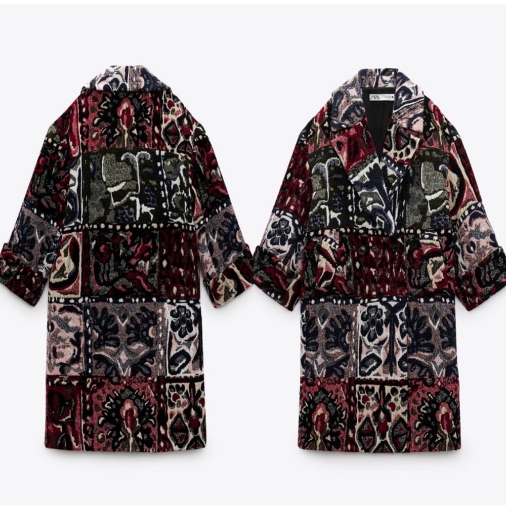 Zara Multicolor Patterned Coat - Picture 9 of 16